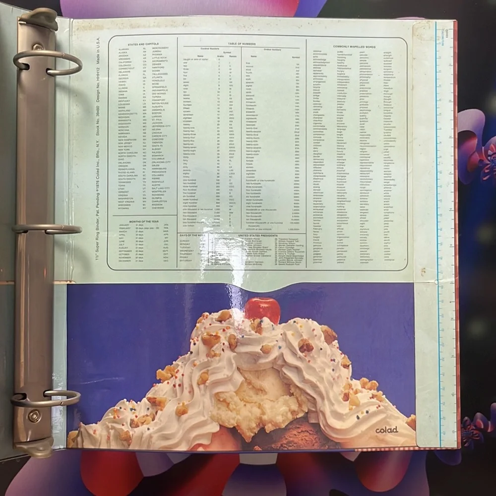 1976 Banana Split Colad Inc. 1 1/2” Super Ring Binder 🍌
